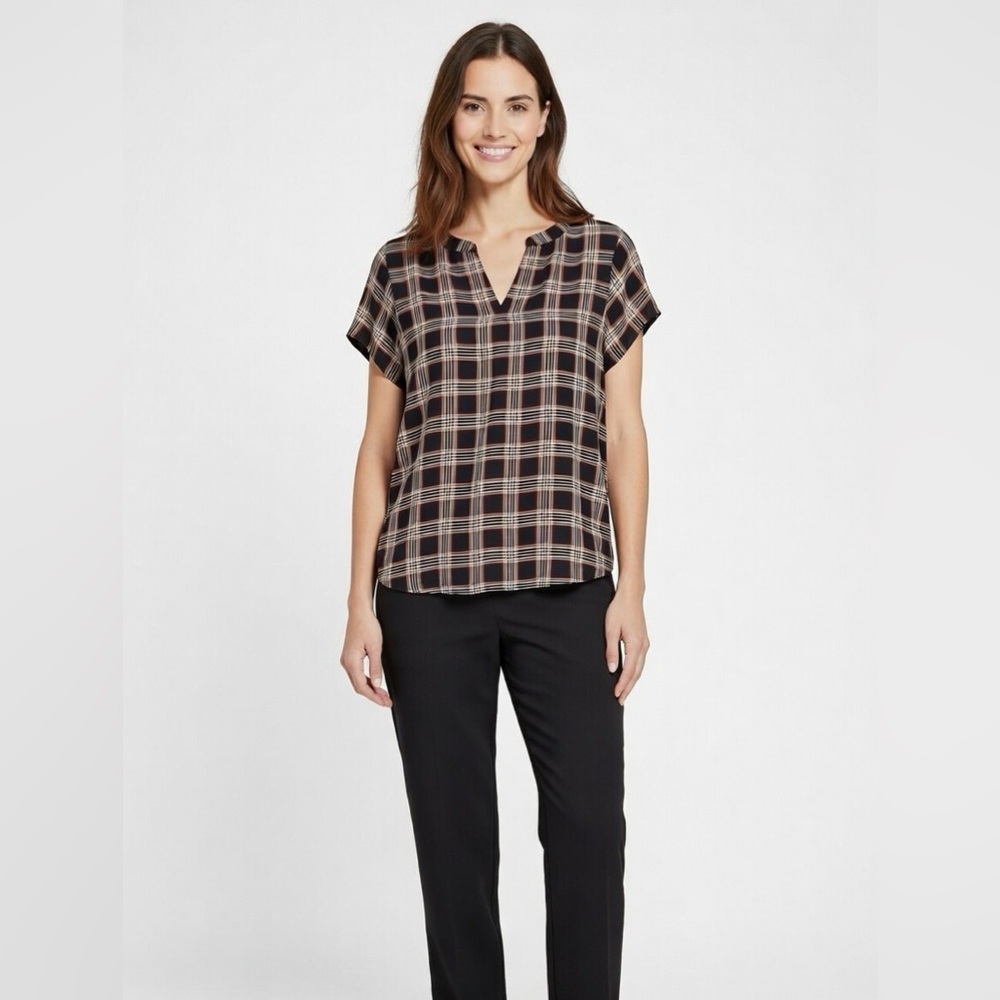Torrid Dark Brown, Red & Burnt Orange Plaid Blouse